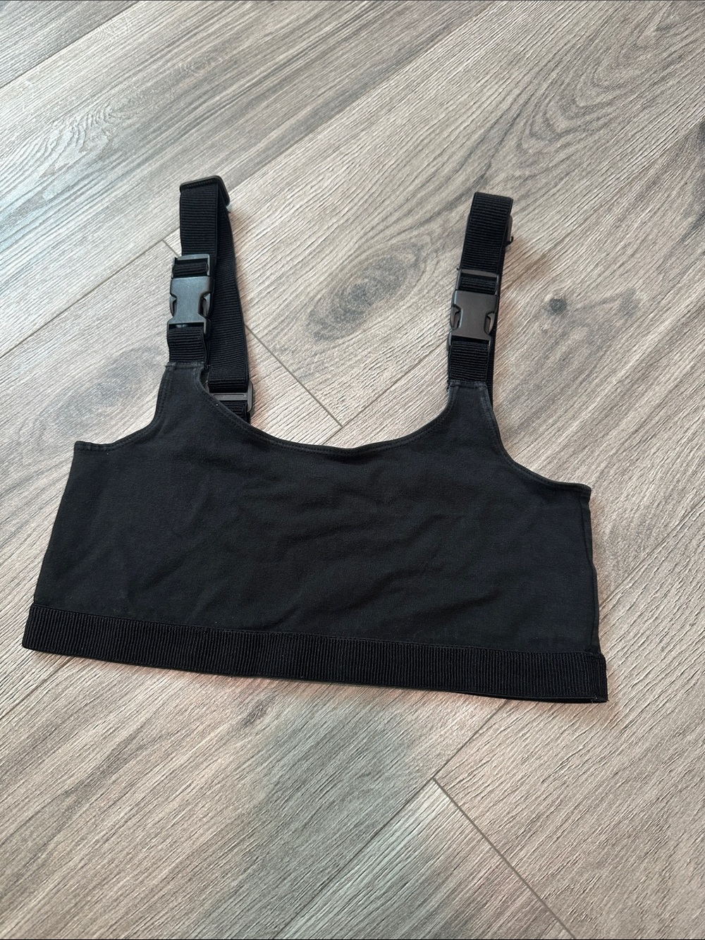 Zumiez Black Crop Tank Top with Adjustable Buckle Straps